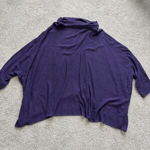 Eileen Fisher Oversized Sweater Womens M Purple Cowl Neck Half Sleeve Relaxed